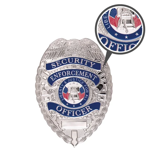 Flex Metal Look Shield Patch Badge - Security Officer Silver
