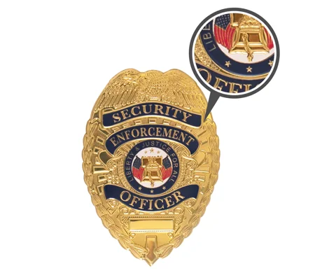 Flex Metal Look Shield Patch Badge Security Officer Gold