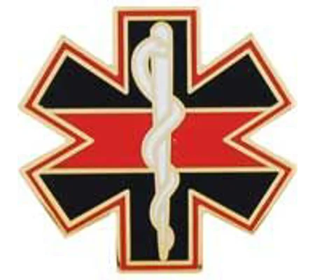 Star of Life Thin Red Line Tie Tac Collar Pin