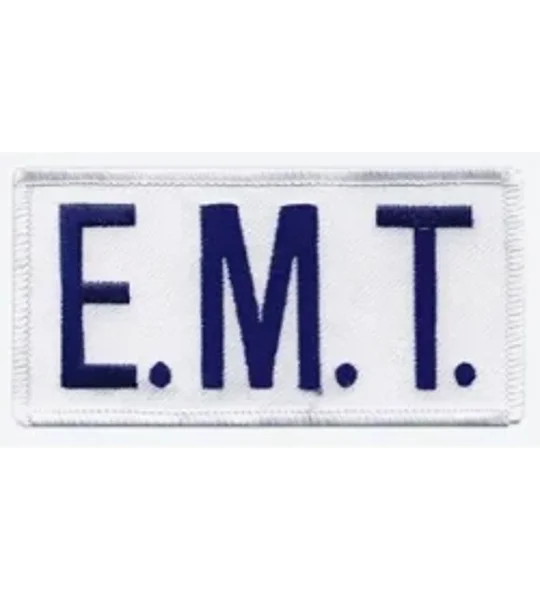 EMT Embroidered Front ID Patch Royal on White