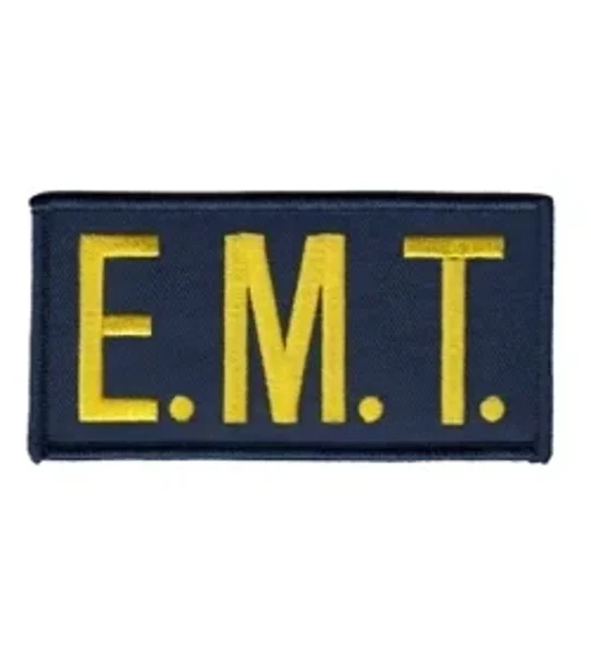 EMT Embroidered Front ID Patch Gold on Navy