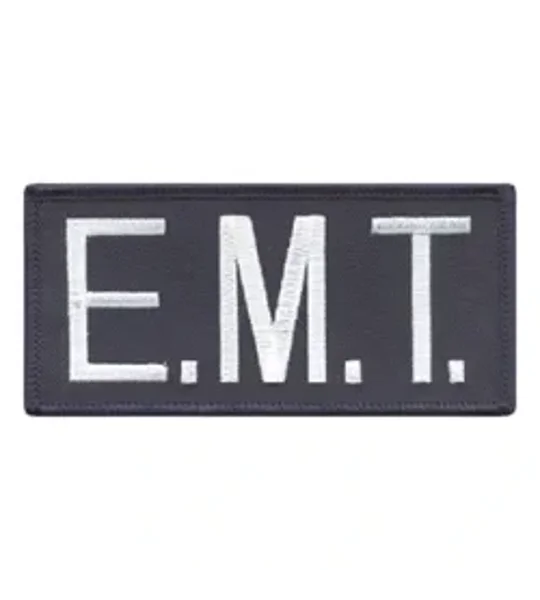 EMT Embroidered Front ID Patch White on Navy