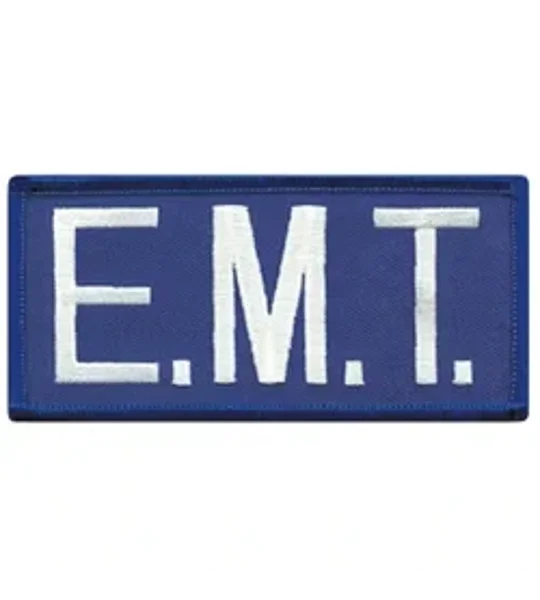 EMT Embroidered Front ID Patch White on Royal