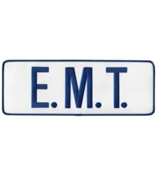 EMT Tactical Back Patch 4 X 11 Blue on White