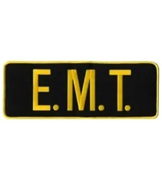 EMT Back Patch 4 X 11 Gold on Black