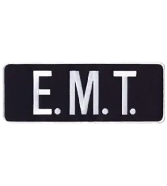 EMT Tactical Back Patch 4 X 11 White on Black