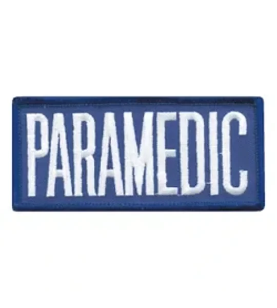 Paramedic Embroidered Front ID Patch White on Royal