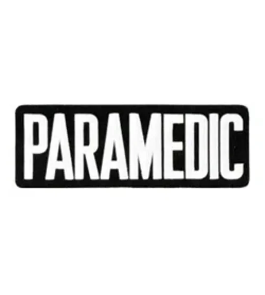 Paramedic Back Patch 4 X 11 White on Black