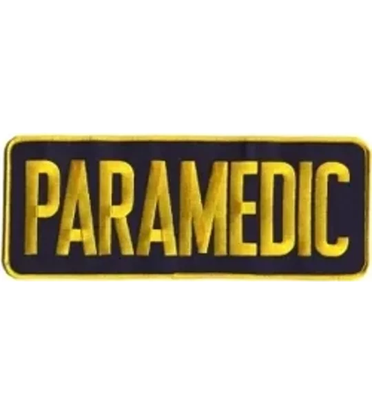 Paramedic Back Patch 4 X 11 Gold on Navy