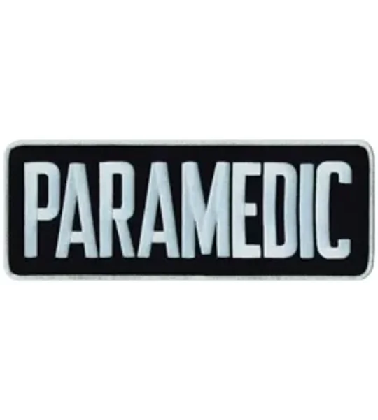 Paramedic Back Patch 4 X 11 White on Navy
