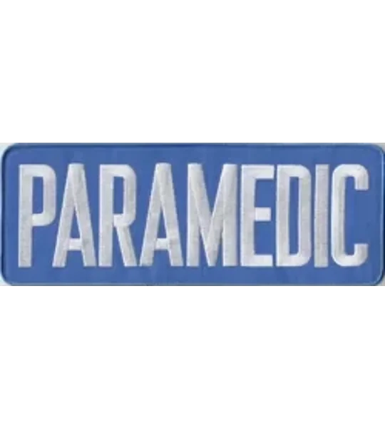 Paramedic Back Patch 4 X 11 White on Royal