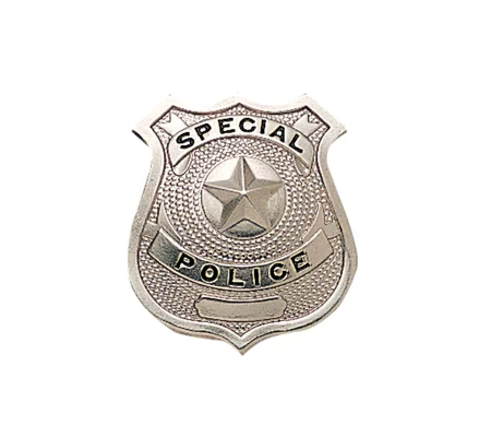 Special Police Star Center Shield Badge Silver