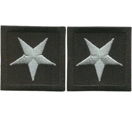 General Chief 1 Star Patch Pair Silver on Black