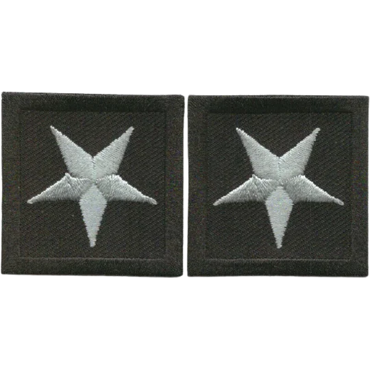 General Chief 1 Star Patch Pair Silver on Black
