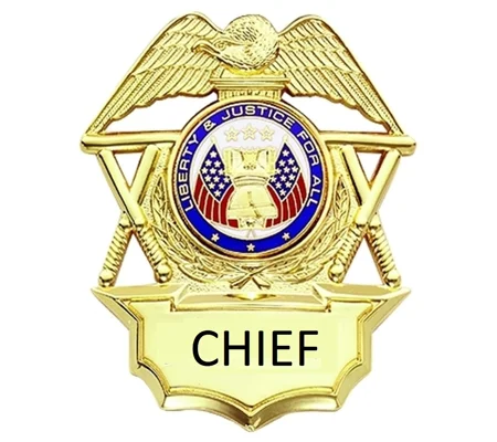 Security Breast Shield Badge Crossed Batons Gold Chief