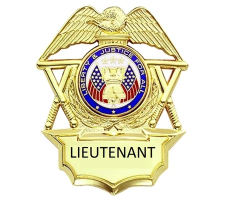 Security Breast Shield Badge Crossed Batons Gold Lieutenant