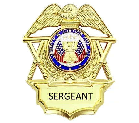 Security Breast Shield Badge Crossed Batons Gold Sergeant
