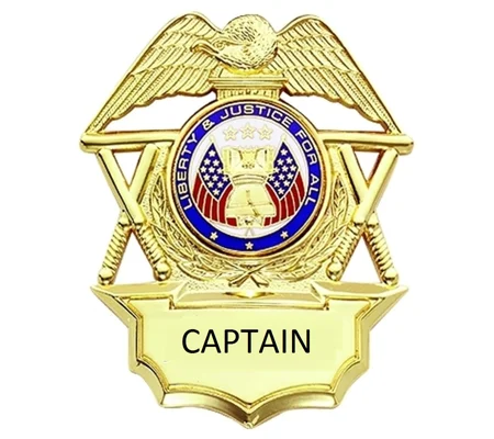 Security Breast Shield Badge Crossed Batons Gold Captain