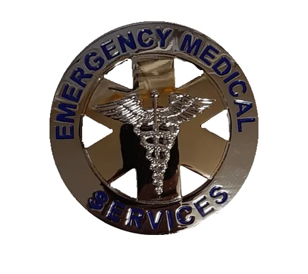 Emergency Medical Service Circle Breast Badge Silver Gold