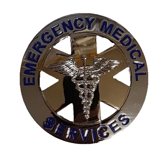 Emergency Medical Service Circle Breast Badge Silver Gold