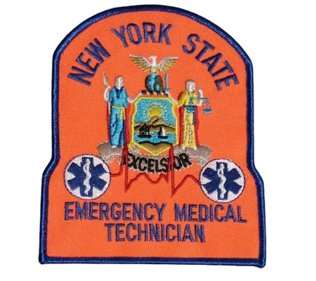 NY New York State Emergency Medical Technician Shoulder Patch Orange