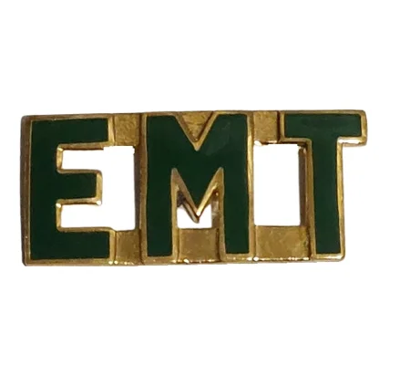 Collar Pins Insignia E.M.T. EMT Emergency Medical Gold Green