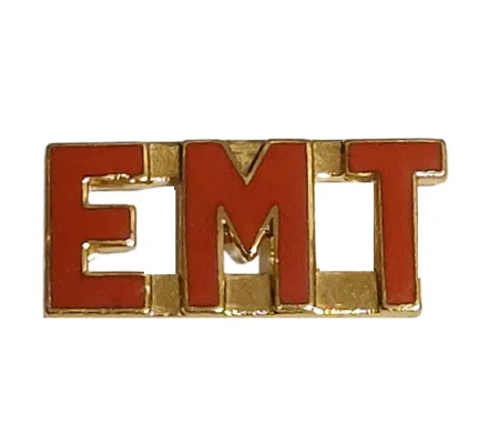 Collar Pins Insignia E.M.T. EMT Emergency Medical Gold Orange