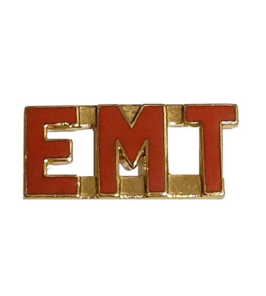 Collar Pins Insignia E.M.T. EMT Emergency Medical Gold Orange