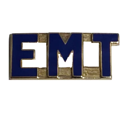 Collar Pins Insignia E.M.T. EMT Emergency Medical Gold Blue
