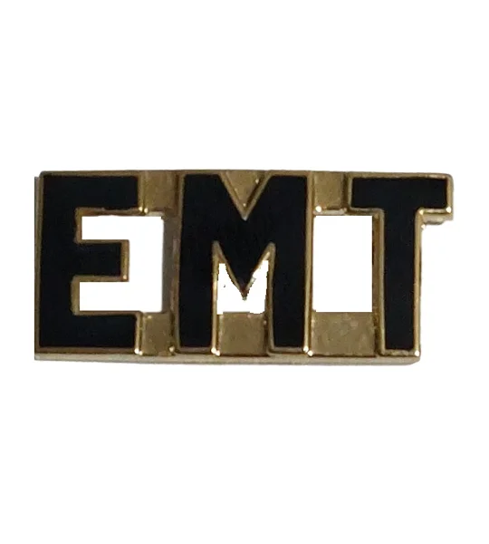 Collar Pins Insignia E.M.T. EMT Emergency Medical Gold Black