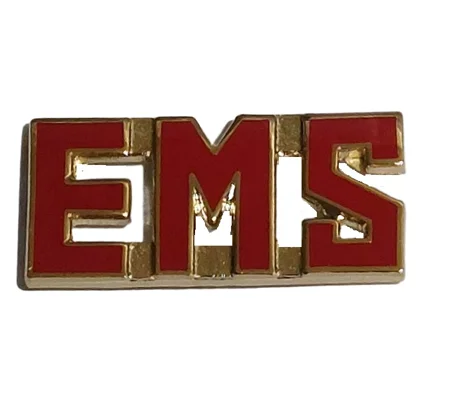 Collar Pins Insignia E.M.S. EMS Emergency Medical Gold Red