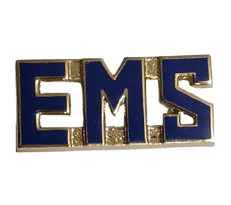 Collar Pins Insignia E.M.S. EMS Emergency Medical Gold Blue
