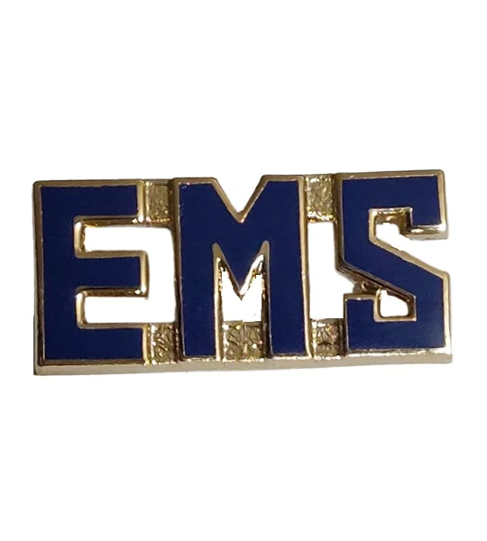 Collar Pins Insignia E.M.S. EMS Emergency Medical Gold Blue