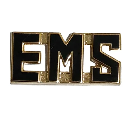 Collar Pins Insignia E.M.S. EMS Emergency Medical Gold Black