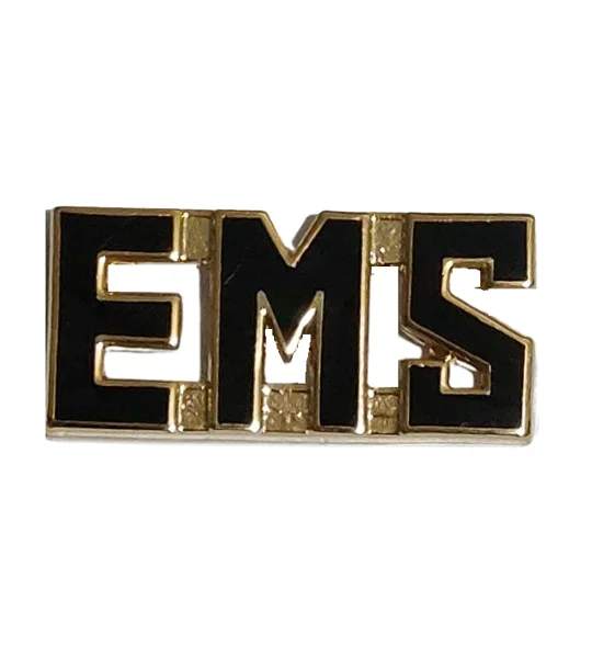 Collar Pins Insignia E.M.S. EMS Emergency Medical Gold Black