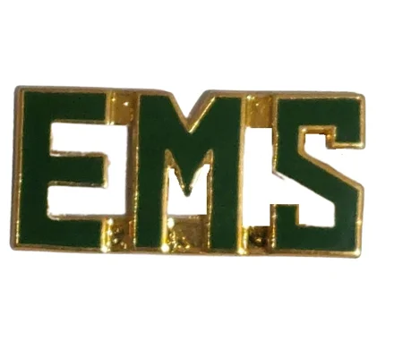 Collar Pins Insignia E.M.S. EMS Emergency Medical Gold Green