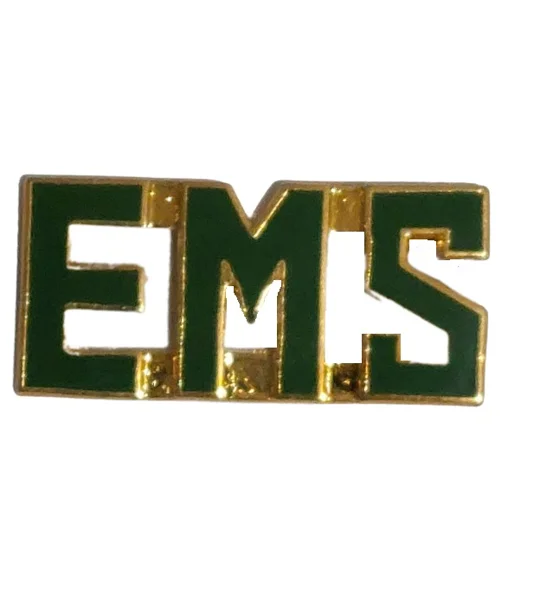 Collar Pins Insignia E.M.S. EMS Emergency Medical Gold Green