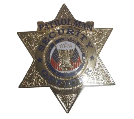 Security Officer 6 Point Star Badge Gold Patrolman