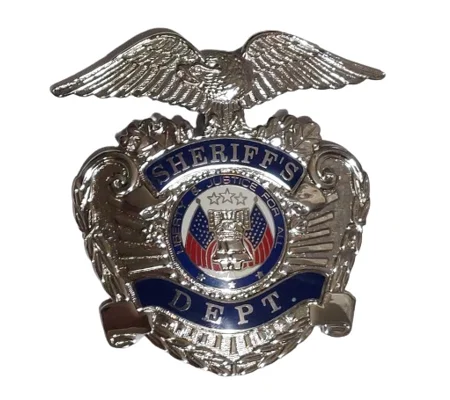 Sheriffs Dept Department Hat Badge Screw Back Silver