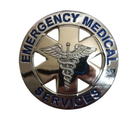 Emergency Medical Service Circle Breast Badge Gold - Silver