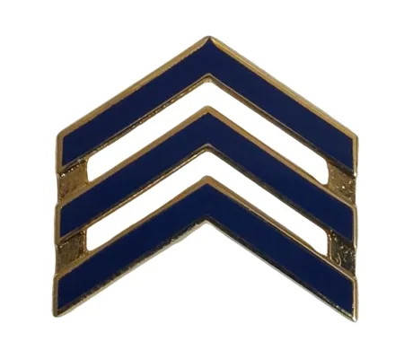 Sergeant Chevron Collar Pins Blue on Gold Officer Military