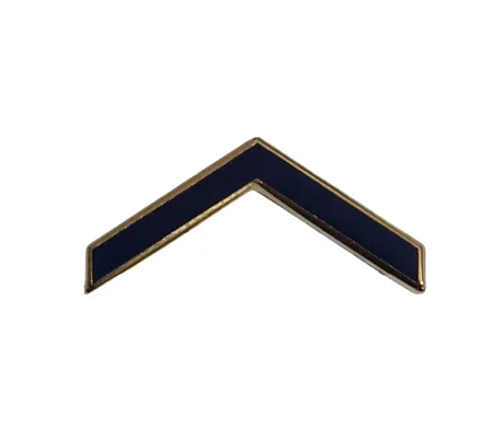 Private Chevron Collar Pins Blue on Gold Officer Military
