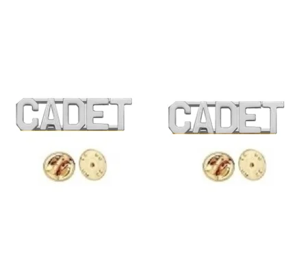 Collar Pins Insignia CADET Letters 3/8 Nickel - Silver