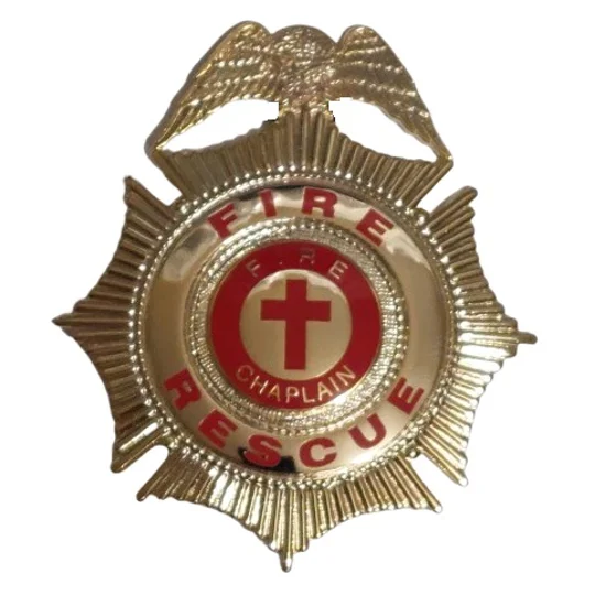 Sunburst Eagle Top Badge Fire Rescue Gold Chaplain