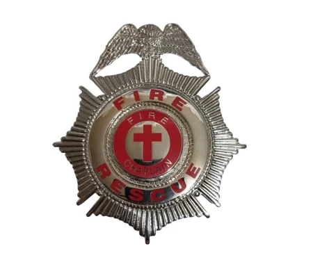 Sunburst Eagle Top Badge Fire Rescue Silver Chaplain