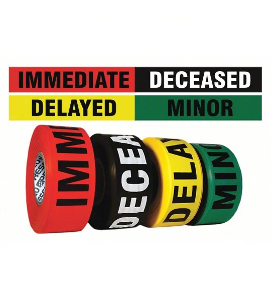 Triage Tape Printed Title Mass Causality MCI Red Black Yellow Green