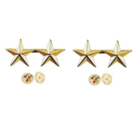 2 Stars 3/8" Collar Pins Military Officer Insignia