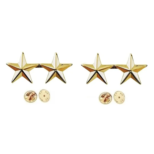 2 Stars 7/16" Collar Pins Military Officer Insignia
