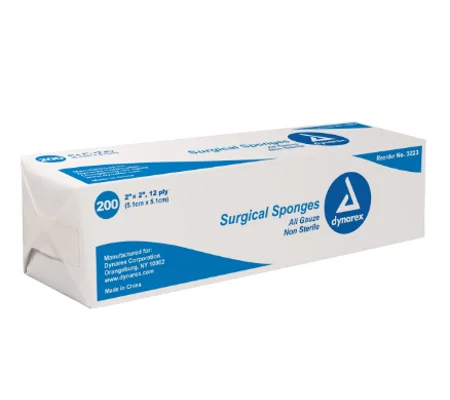 Gauze Sponge Cotton 12-Ply 2 X 2 NonSterile 200 Pk
