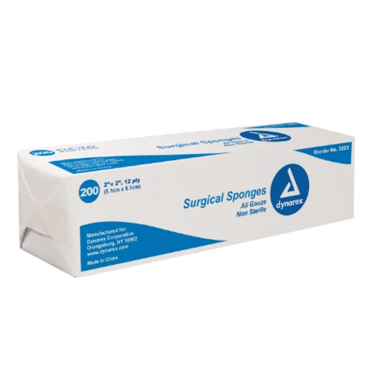 Gauze Sponge Cotton 12-Ply 2 X 2 NonSterile 200 Pk